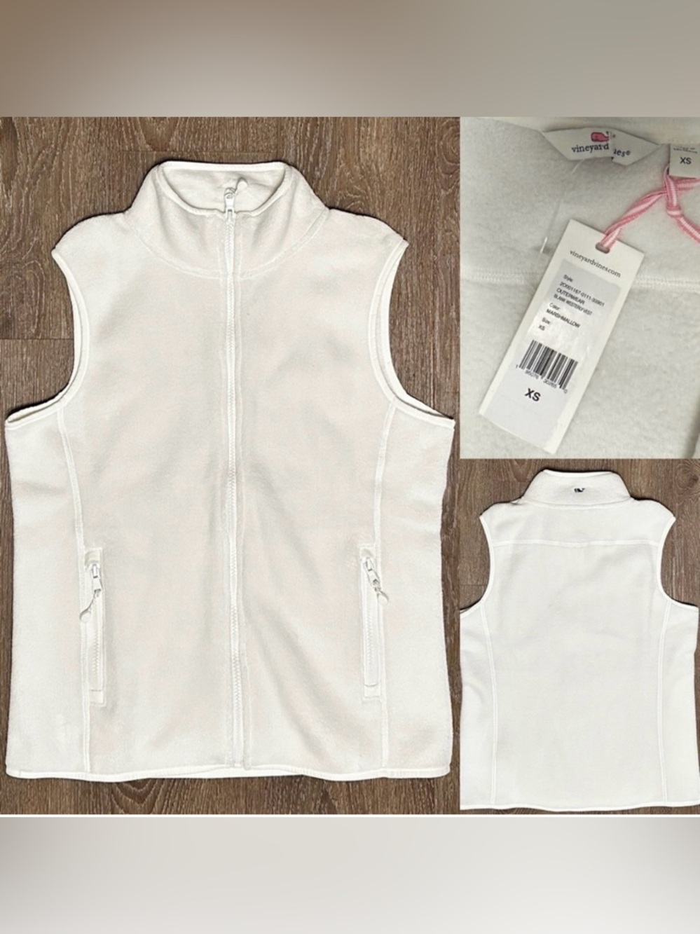 Vineyard Vines Ivory Fleece Vest Size XS X-Small marshmallow ladies